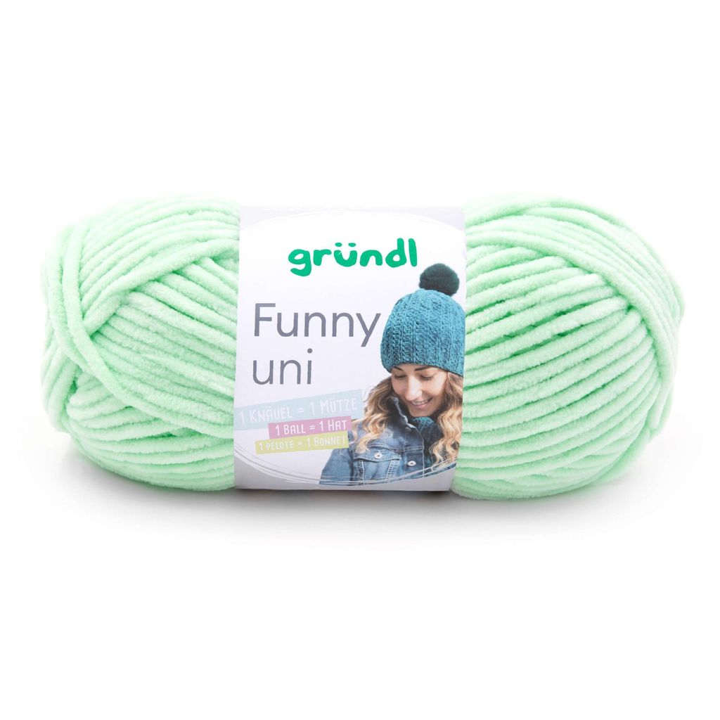 Gründl Chenillegarn Funny uni,100g/120m,Babywolle,100% Polyester,Häkel-und Strickgarn 04 pastellgrün