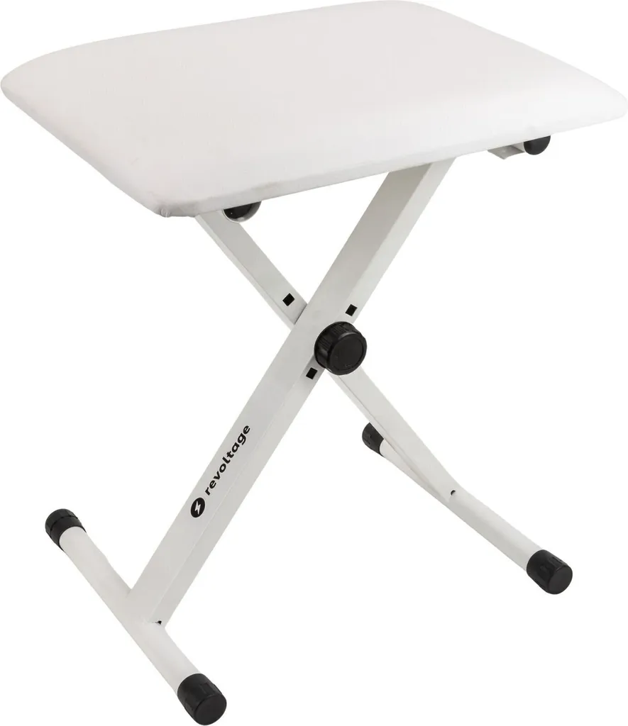 Chaise de piano stable Revoltage blanche contre mal de dos réglable