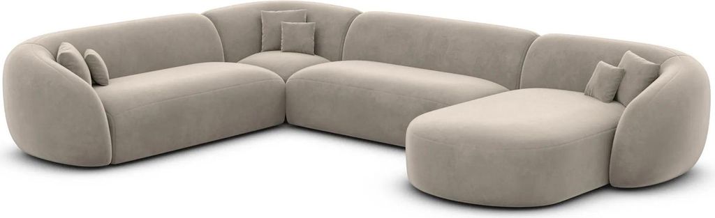 Samtstoff U-Form XXL Wohnlandschaft Gaia Taupe Rechts