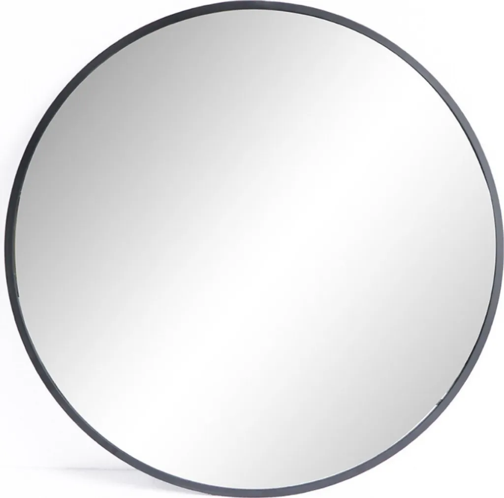 Miroir mural anti-rayures 80 cm, miroir rond noir cadre robuste