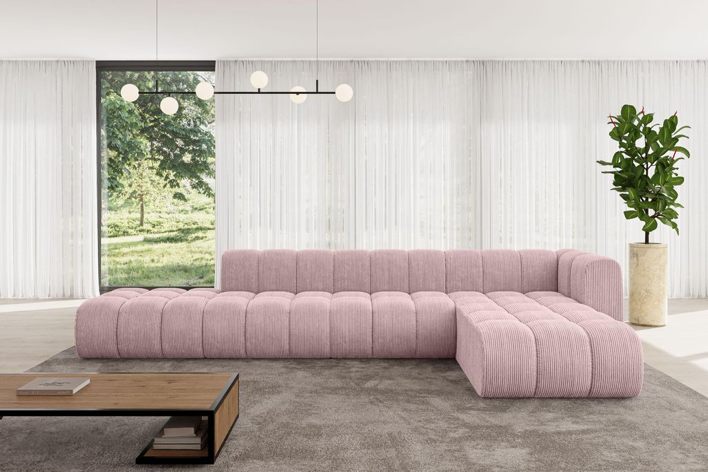 ALTDECOR Modulares Sofa Ecksofa in L-Form - Zuvon-L2 - 387x177x70 cm Rosa - Corner modular Sofa Eckcouch Couch Wohnlandschaft Cauchsofa Bodensofa P...