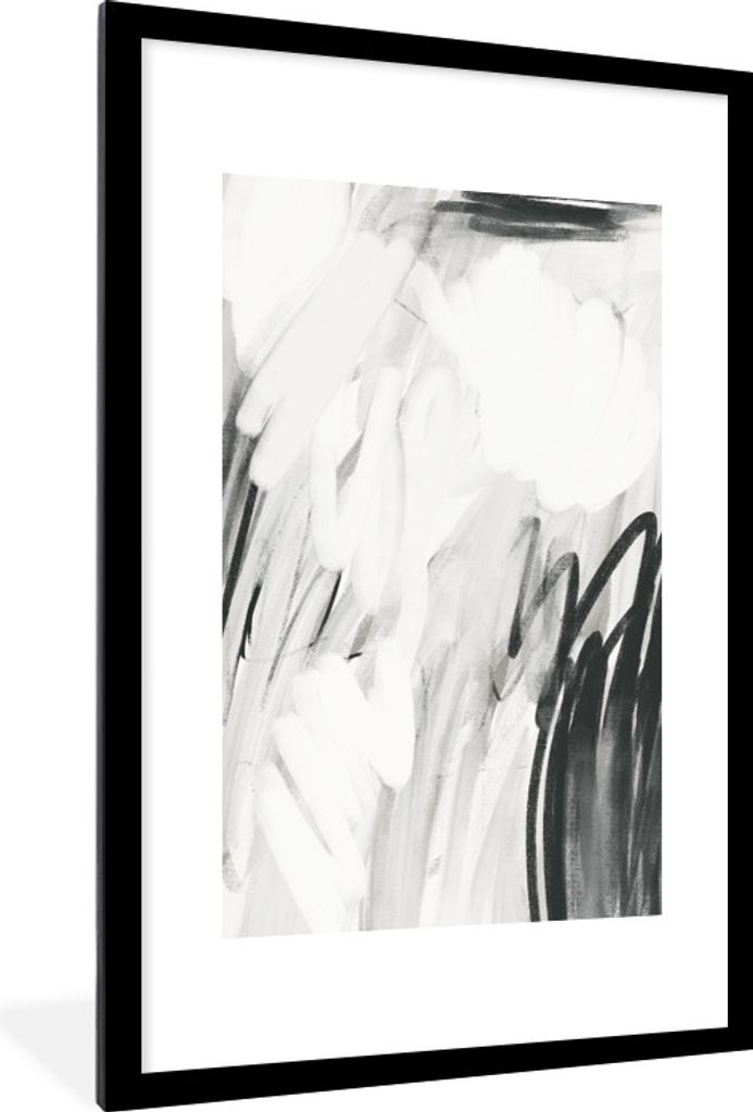 MuchoWow Gerahmtes Poster Kunst - Schwarz - Weiß - Grau 60x90 cm - Poster mit Schwarzem Bilderrahmen Wandposter Rahmen Foto Bilder - Dekoration ...