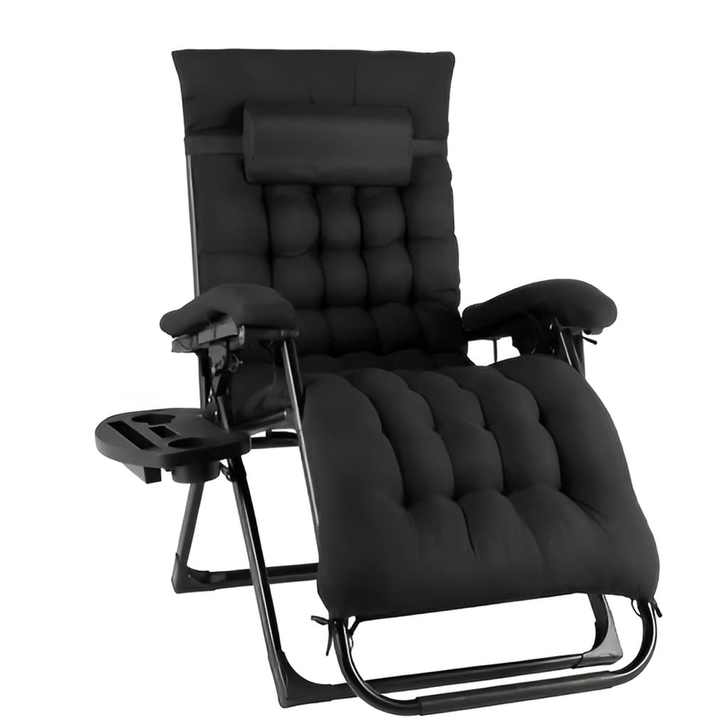 Klappbarer Liegestuhl für den Garten – Gartenstuhl – Sonnenliege – Verstellbar mit Kopfstütze, Becherhalter und abnehmbarem Baumwollkissen ...