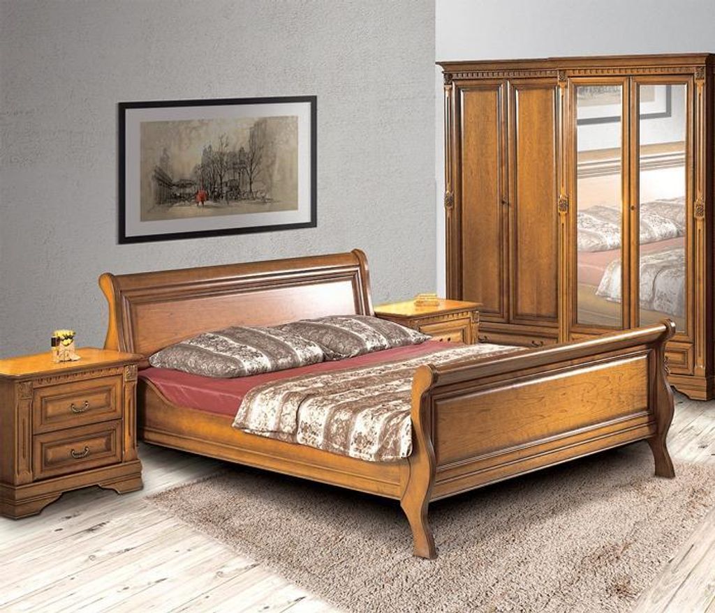 Schlafzimmer Designer Bett 2x Nachttische s Einrichtung Komplett