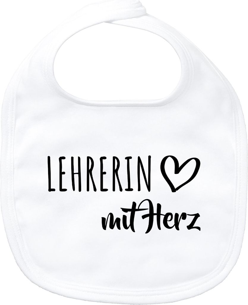 Huuraa Baby Lätzchen Lehrerin mit Herz White Klettverschluss Baumwolle Latz Geschenkidee