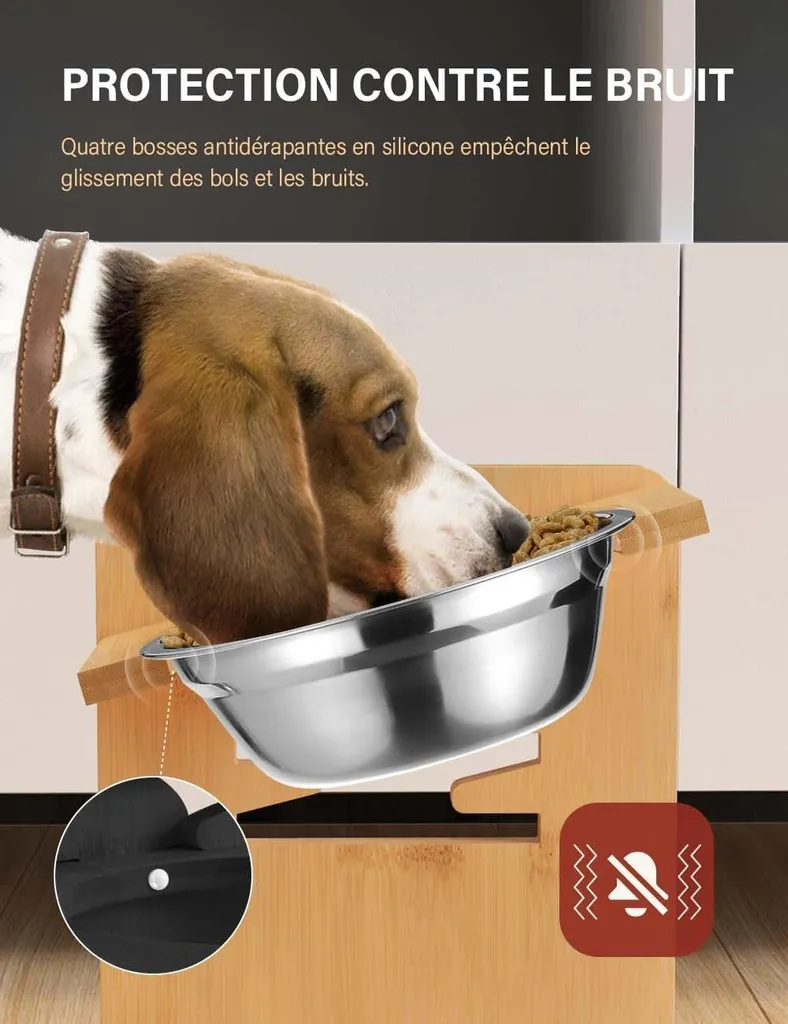 Mangeoire anti-reflux surélevée, gamelles réglables pour chien/chat