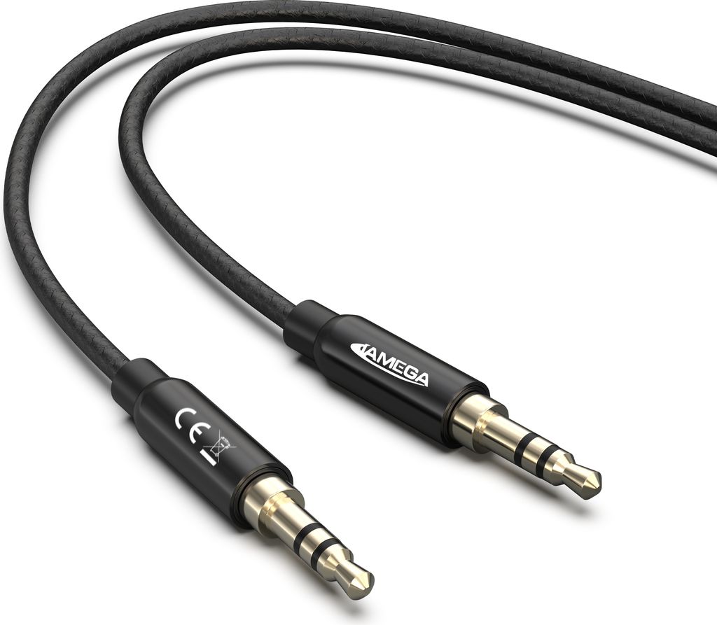 AUX Kabel 3,5mm Klinke-Stecker Klinken Stereo für iPhone TV Boxen Schwarz, 0,5m