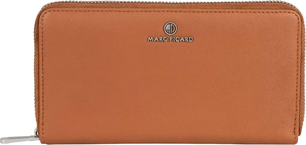 Marc Picard Maremma Portefeuille en Cuir Cognac avec Zip de Sécurité
