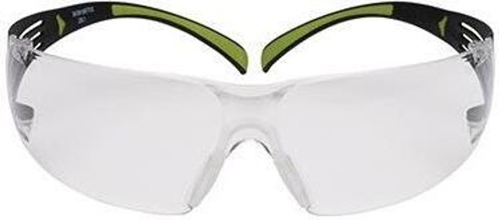3M SecureFit 400 Reader Schutzbrille, schwarz/grüne Bügel, Antikratz-/Anti-Fog-Beschichtung, transparente Scheibe mit +2,5 Stärke, SF425AS...