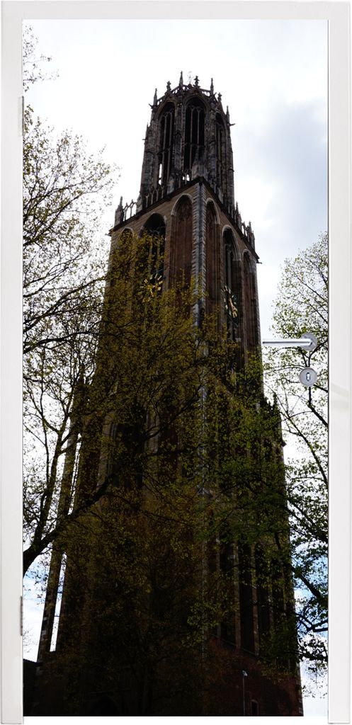 MuchoWow Türtapete Selbstklebende Türfolie Baum - Domturm - Utrecht 90x215 cm Türposter Türaufkleber Klebefolie Türklebefolie - Plakat an de...