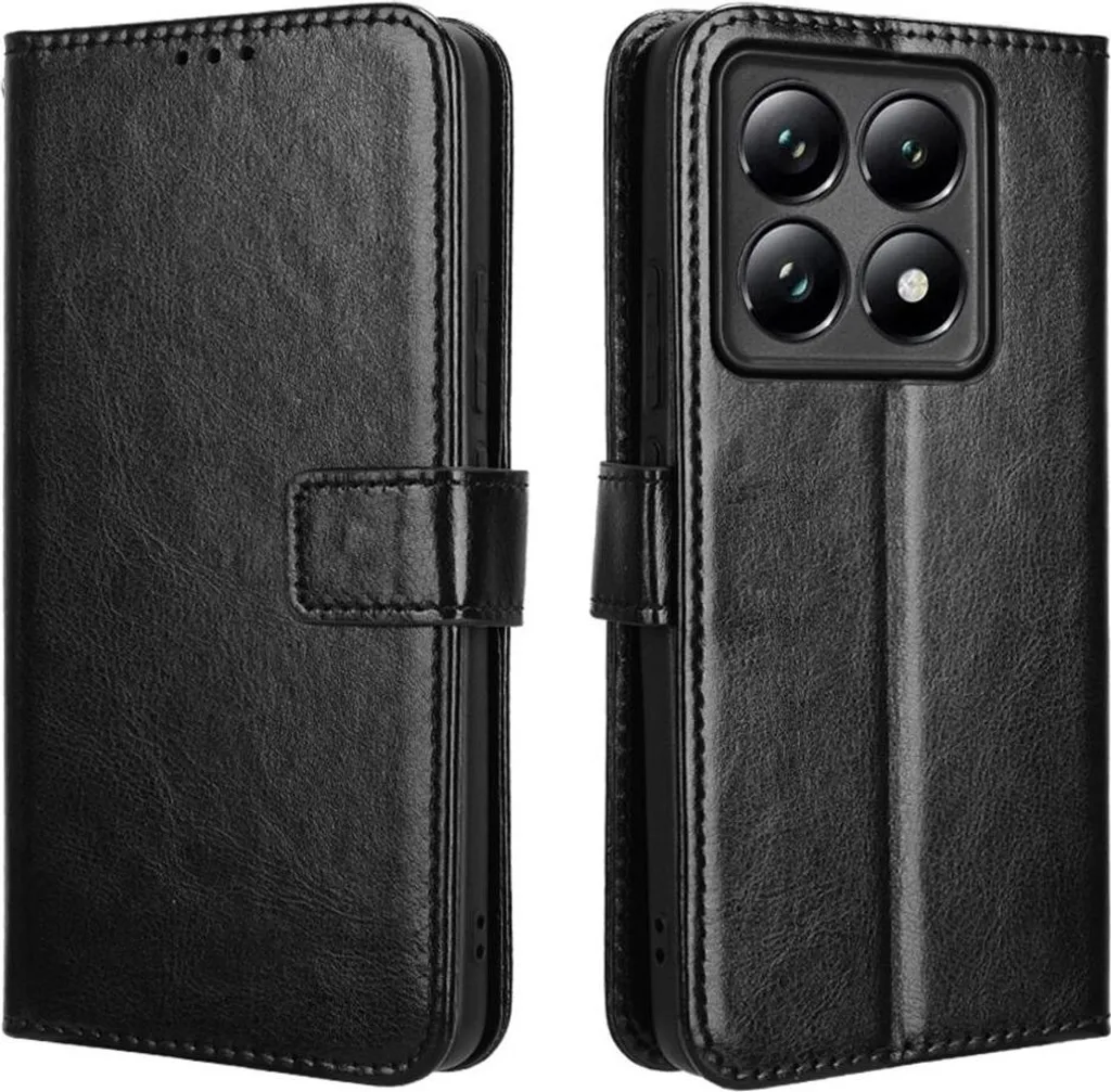 Custodia in pelle metallizzata per Xiaomi 14T Nero