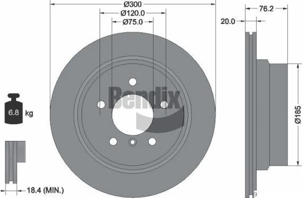 Disque de frein BENDIX BDS2021 - Compatible 1er E82 E88 (OE 34216778049)