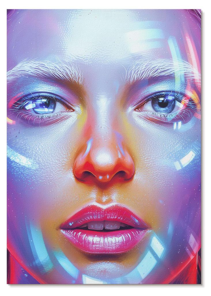 POSTER - 21x29 cm (A4) - MoonLight - Ein futuristisches Porträt voller energiegeladener Farben - Wandbild für Wohnzimmer Schlafzimmer & Flur, Mod...