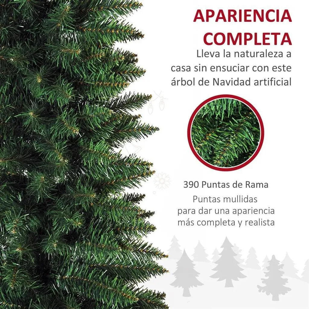 Sapin de Noël 180cm Difficilement Inflammable - 390 Pointes Souples - 9
