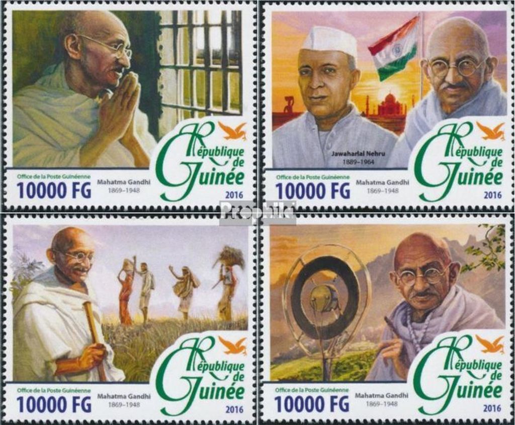 Briefmarken Guinea 2016 Mi 11731-11734 (kompl. Ausgabe) postfrisch Mahatma Gandhi
