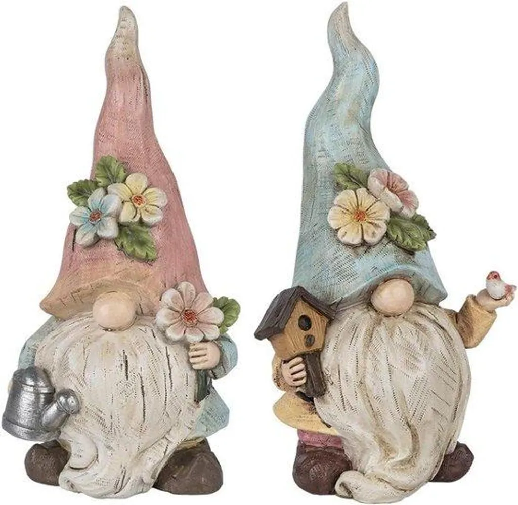 Statuettes de jardin nains décoratifs avec accessoires de printemps
