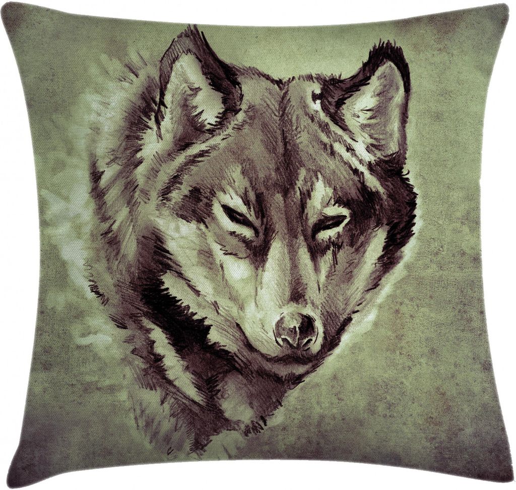 ABAKUHAUS Tätowieren Kissenbezug, Winter Wild Wolf Wald, Wasser und Schmutz resistent Stoff Digital Druck Für den Innen oder Außen Bereich, 60 x...