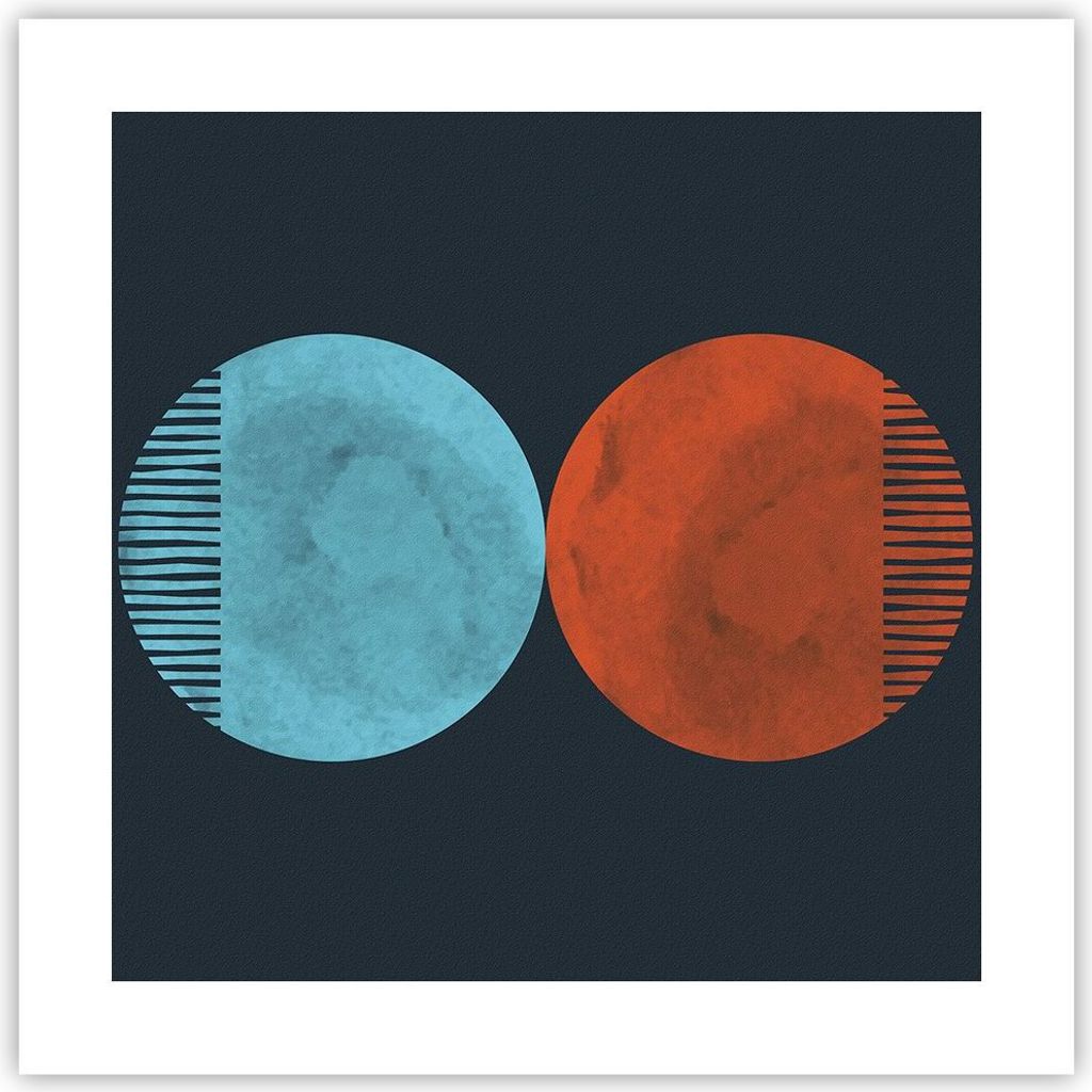 Poster - Poster ohne Rahmen - Abstraktion Blau Rot - 40x40 cm - Wand Bild - Wanddeko - Wandbilder - Kunstposter - Wandposter - Bilder - Kunstdruck ...