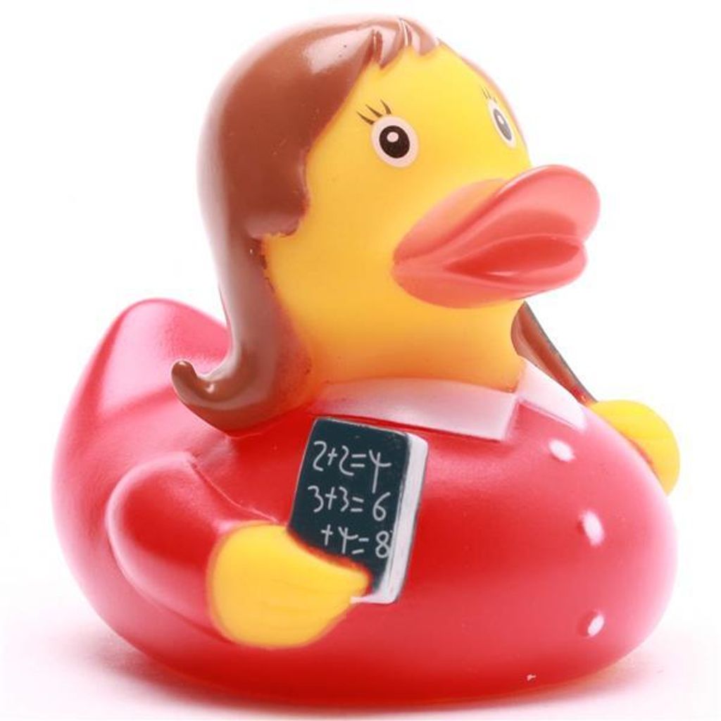Badeente Lehrerin rot Vinyl 8 cm Produktbild 