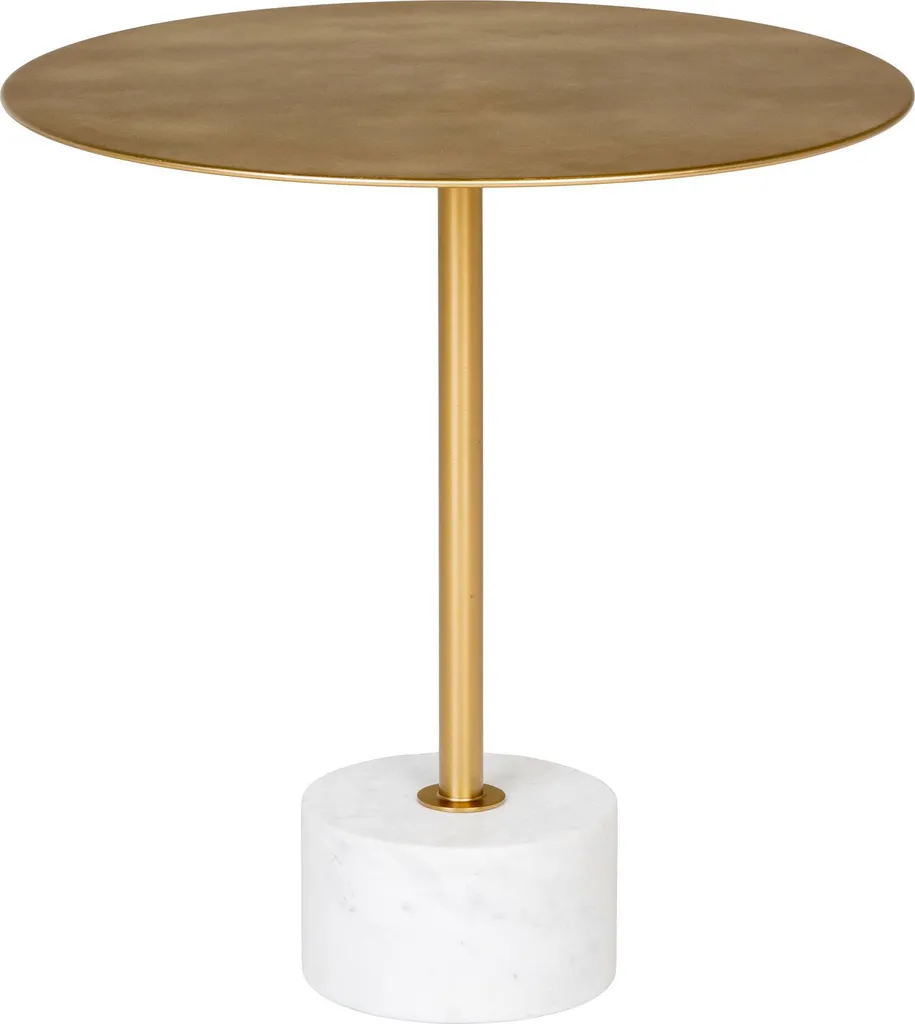 Table basse robuste Lecco marbre blanc laiton anti-rayures Ø51cm