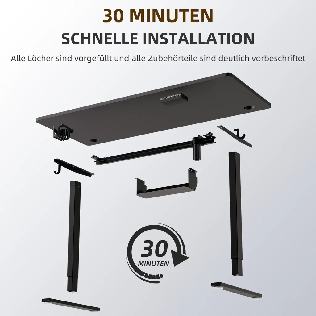 Bureau assis debout avec mémoire de hauteur et charge rapide USB-C