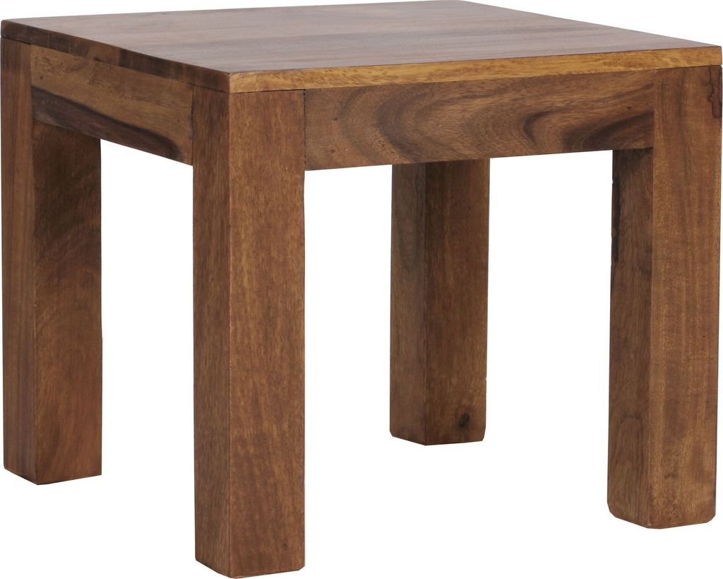 Massivholz-Tisch "Nako": Handgefertigt, 45x40x45 cm, Sheeshamholz, 50kg Belastbarkeit. Braun, 45x45x40 cm | Kadima Design