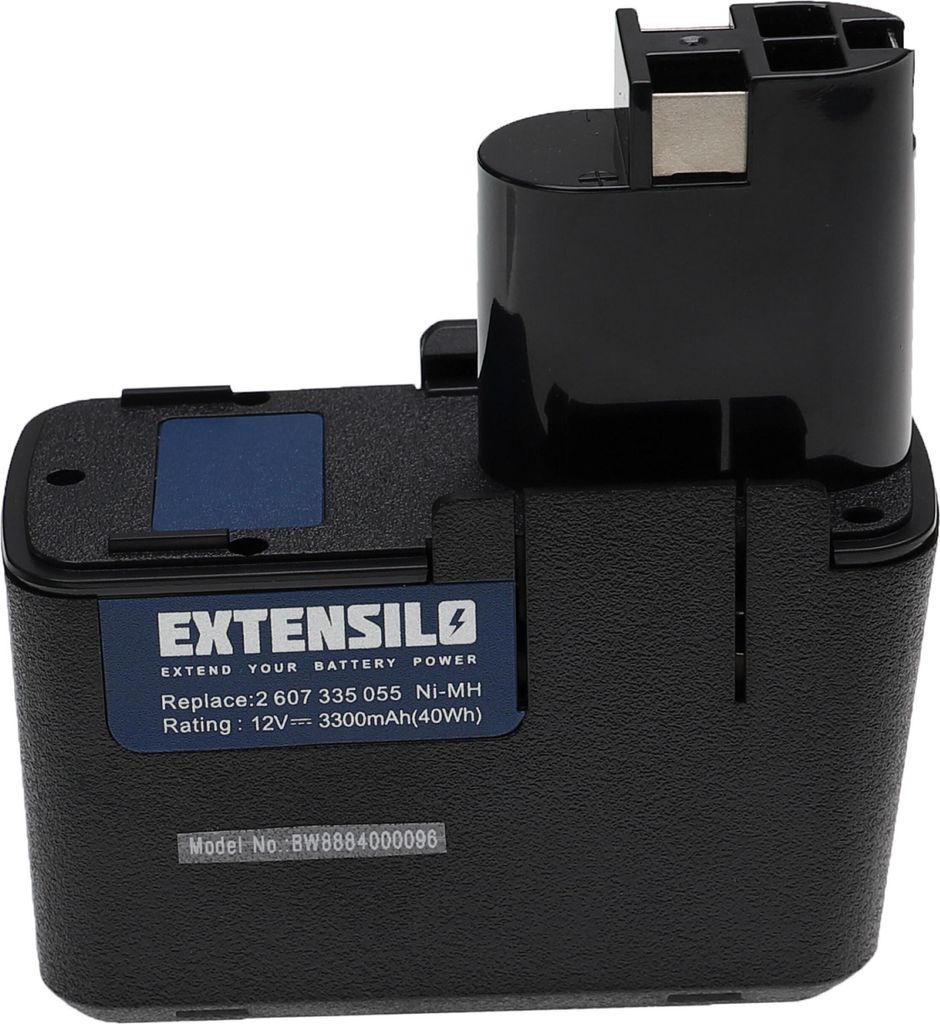 EXTENSILO 3x Akku Ersatz für Bosch 2 607 335 055, 2 607 335 081, 2 607 335 071, 2607335090, 2 607 335 054 für Werkzeug (3300 mAh, NiMH, 12 V)