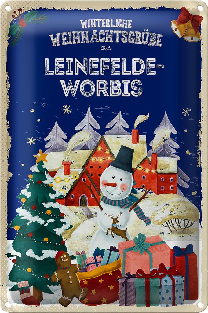 Blechschild Weihnachtsgrüße LEINEFELDE-WORBIS 40x30cm