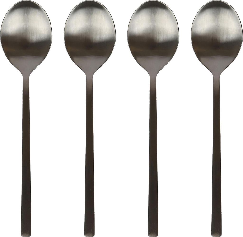 Dessertlöffel aus Edelstahl – 20 cm – Schwarz – 4er-Pack