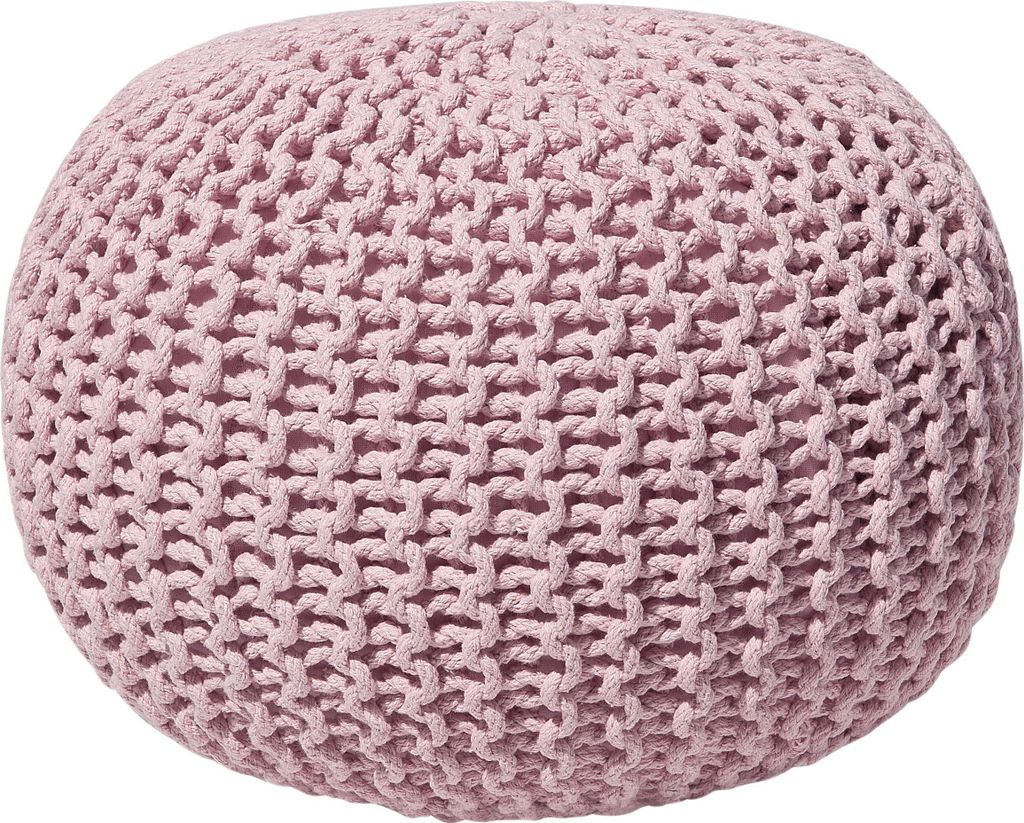 BELIANI Pouf růžový 100% bavlna kulatý Ø50 cm elegantní Obrázek produktu 