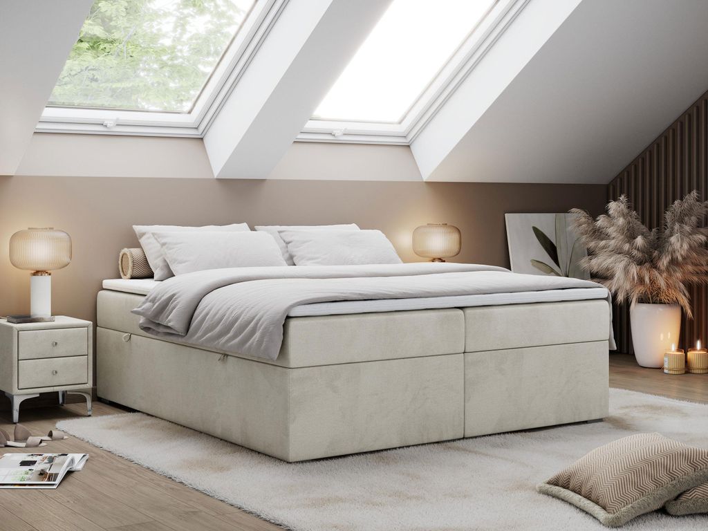 Boxspring bez čela BESS s úložným prostorem - 200x200 cm - Obrázek produktu 