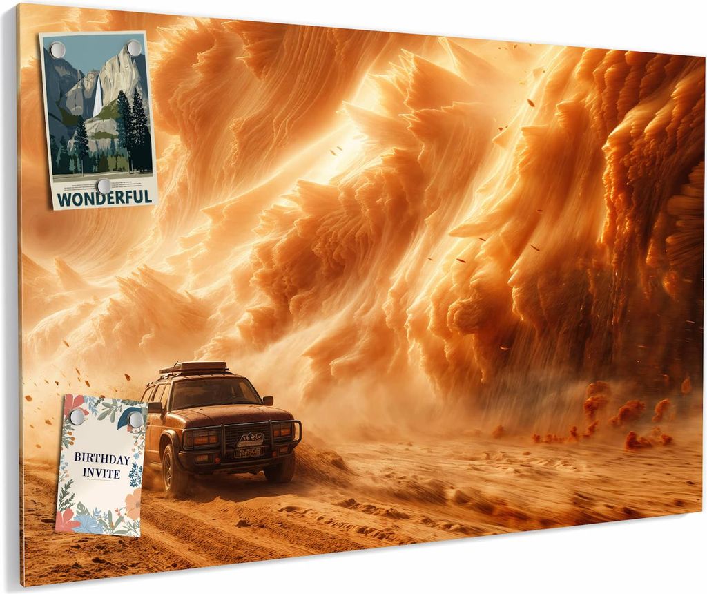 Magnettafel 90x60cm magnetisch & beschreibbar Metall-Board - Sandsturm Jeep Abenteuer