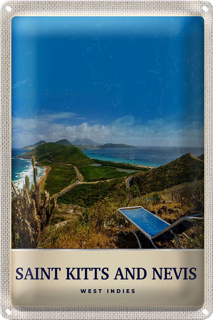 Blechschild Reise 40x30cm Saint Kitts and Nevis Amerika Insel