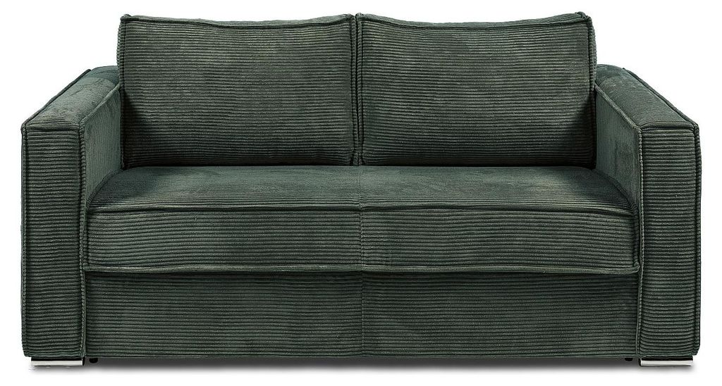 3-Sitzer-Schlafsofa vom Typ Express aus grünem Cordvelours, mit Sitzfläche aus Memory-Schaumstoff – Liegefläche auf breiten Latten 140 cm – ...