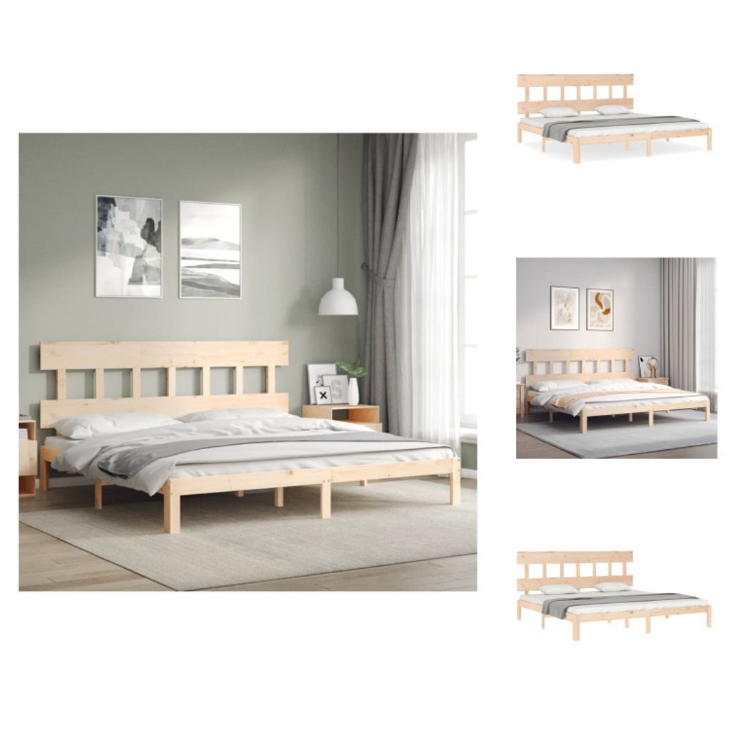 vidaXL Massivholzbett mit Kopfteil 200x200 cm - Betten & Bettgestelle