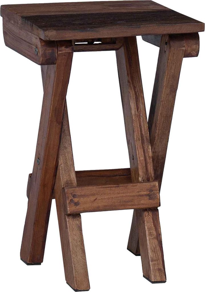 Hocker Natur 30 x 30 x 48 cm Massivholz Altholz