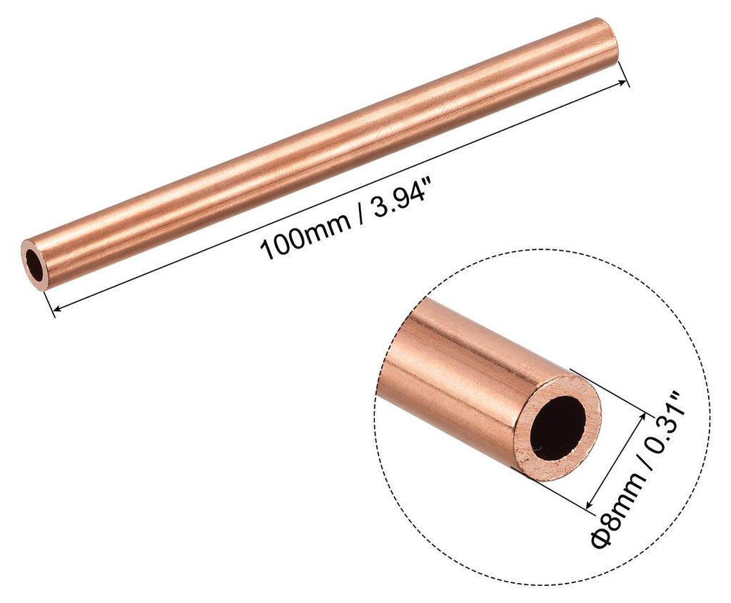 100mm L?nge Kupferrohr 8mm Au?endurchmesser, Nahtlose Gerades Rohr 1,5mm Wandst?rke, Kupfer Rundrohr fš¹r Industrie Bauwesen Garten Haushalt Bast...