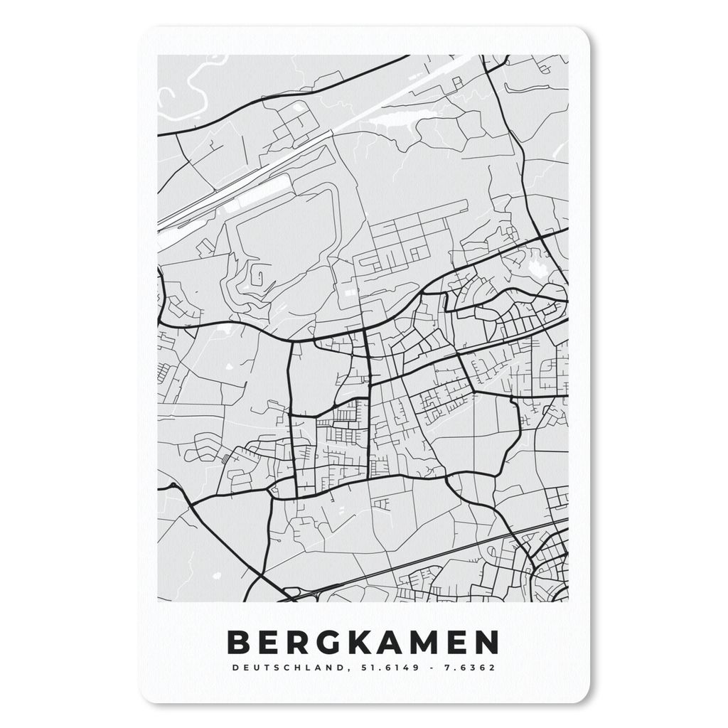 MuchoWow Mauspad Mousepad Bergkamen- Stadtplan - Deutschland - Karte 40x60 cm - Mousepads - Maus Mat - Pad - Mausunterlage - Schreibtisch Accesoire