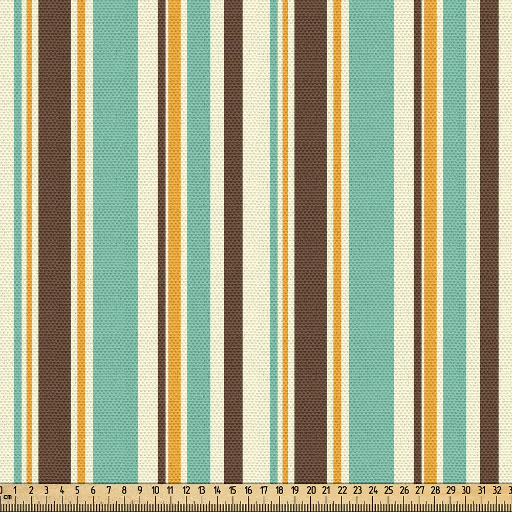 ABAKUHAUS Tissu rayé au mètre Funk Kunst en tons terreux 148 x 300 cm