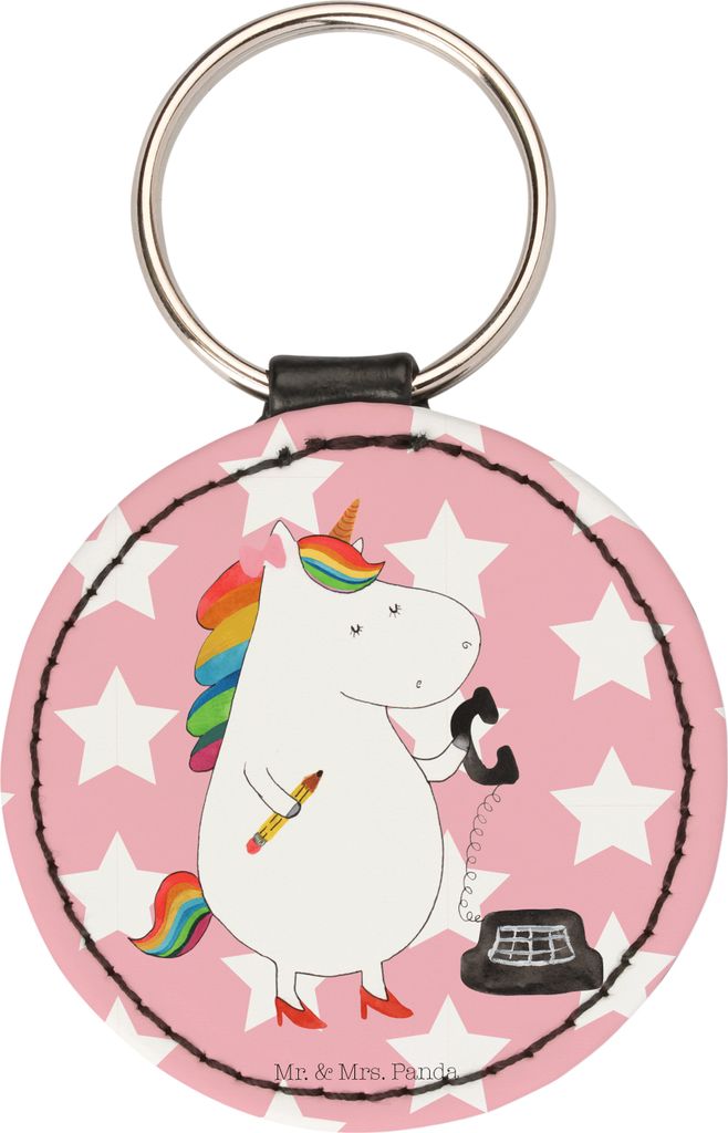 Mr. & Mrs. Panda Anhänger Einhorn Sekretärin - Rot Pastell - Geschenk, schlüssel, Taschenanhänger, Schlüsselanhänger, Büro, Unicorn, Taschen...