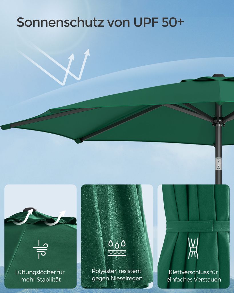 SONGMICS Sonnenschirm Ø300 cm UPF 50+ beidseitig um 30° Produktbild 5
