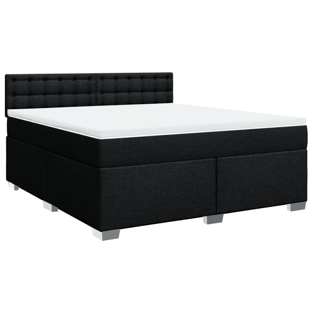 vidaXL Boxspringbett mit Matratze Schwarz 180x200 cm Stoff