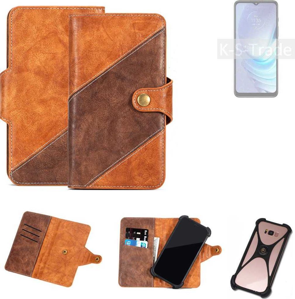 K-S-Trade Handyhülle Schutzhülle Bookstyle Case Wallet-Case kompatibel mit Motorola Moto G50 Cover Klapphülle Kantenschutz Smartphone dunkelbraun