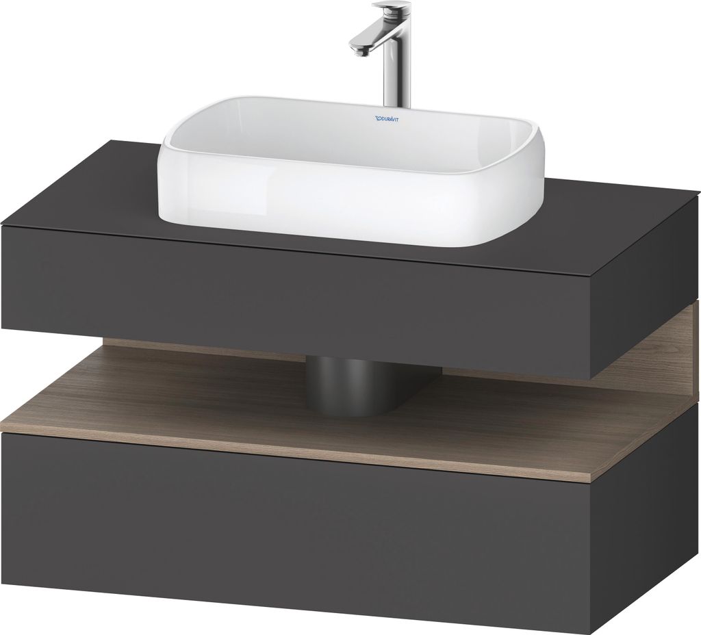 Duravit Collection One Konsolenwaschtischunterbau, 1 Auszug, 1 Schubkasten, Ausschnitt mittig, 1000x550x600mm, Nische Eiche Terra, QA4731035490010