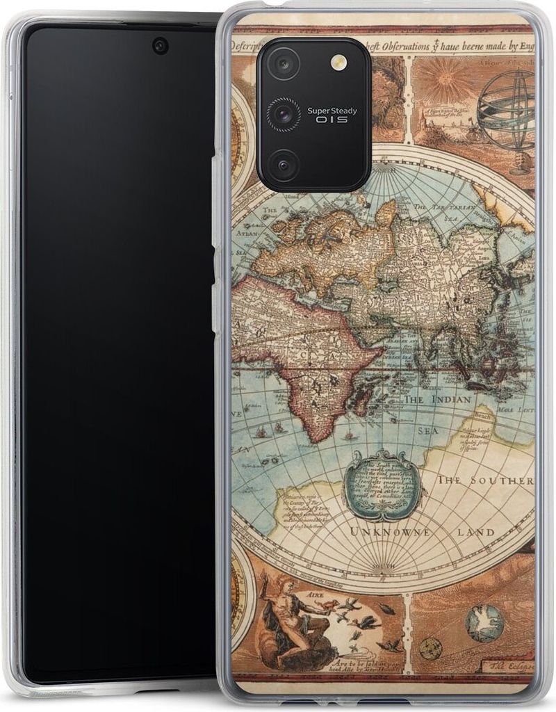 DeinDesign Handyhülle für Samsung Galaxy S10 Lite Silikon Hülle Case Smartphone Schutzhülle Landkarte Vintage Weltkarte