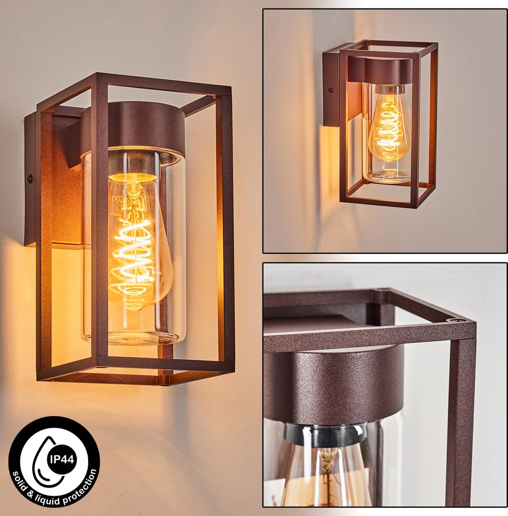 Lavello Außenleuchte aus Metall/Glas in Rostfarben/Klar