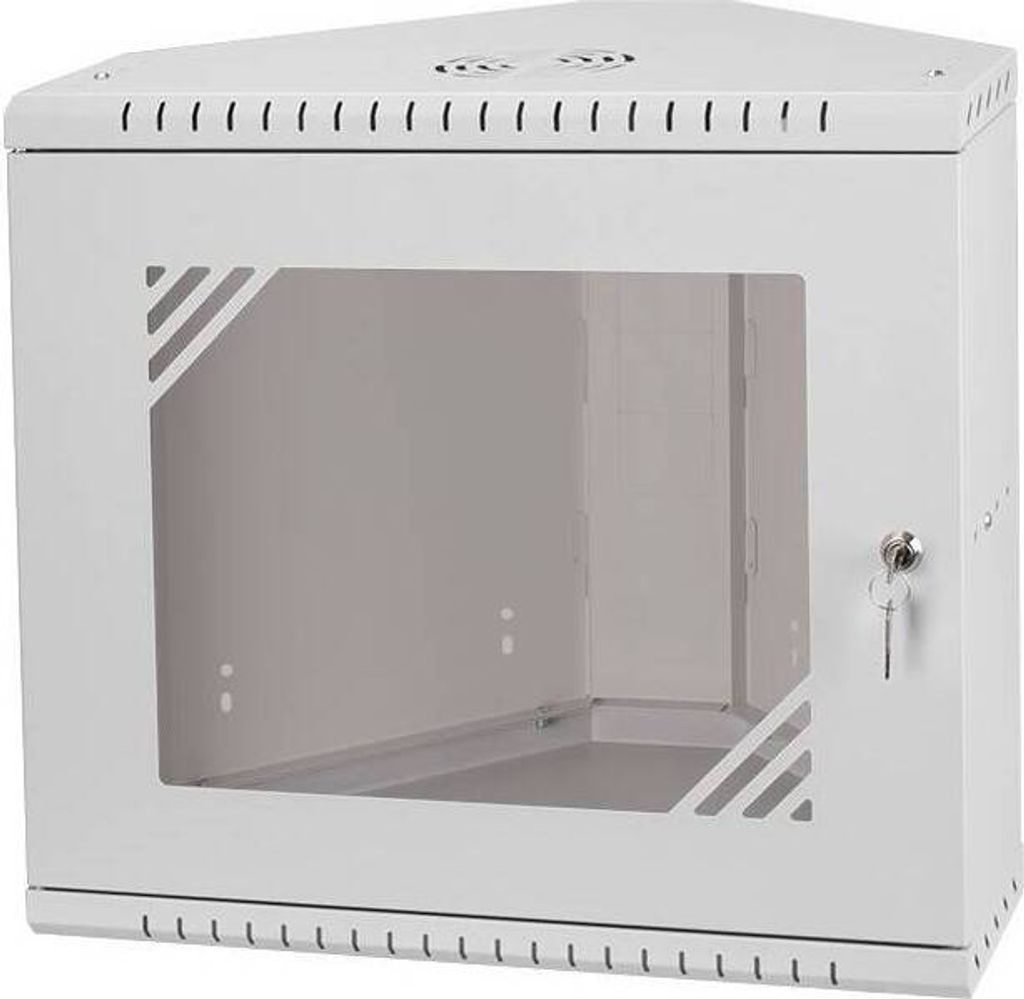 RACK 19 Zoll 9HE 330mm Serverschrank für Wandmontage mit Glastür Grau Stalflex