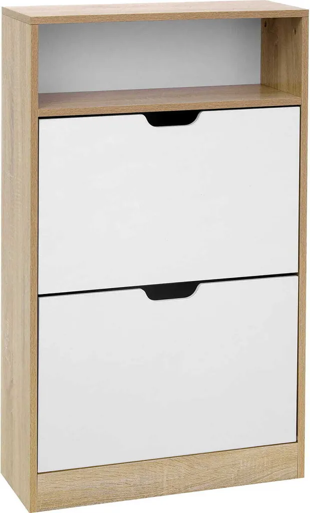 Armoire à chaussures Chêne Blanc 60x24x102 cm - Rangement compact