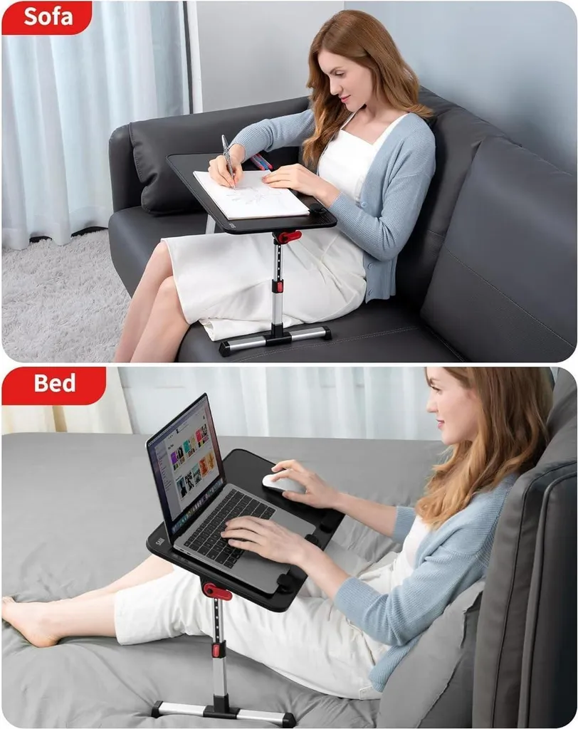 Table d'ordinateur portable pliable pour lit et canapé bois clair - 6
