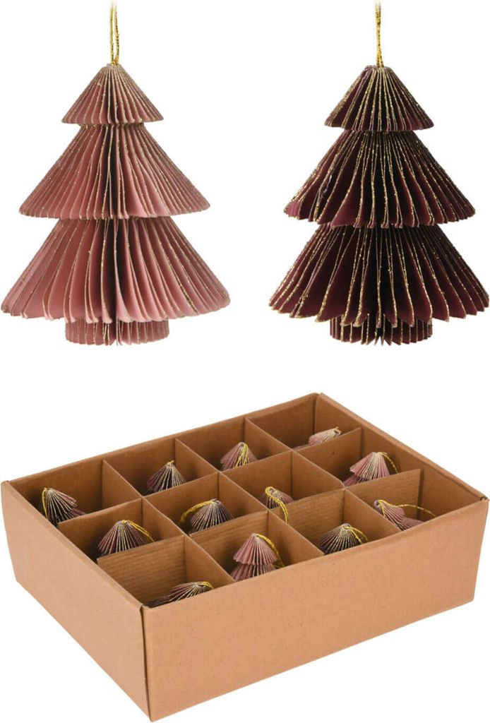 Rebecca Mobili 12 Anhängern für Weihnachtsbaum aus Papier, 2 verschiedene Farben